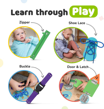 Montessori Busy Board, Premium Wooden Sensory Toy