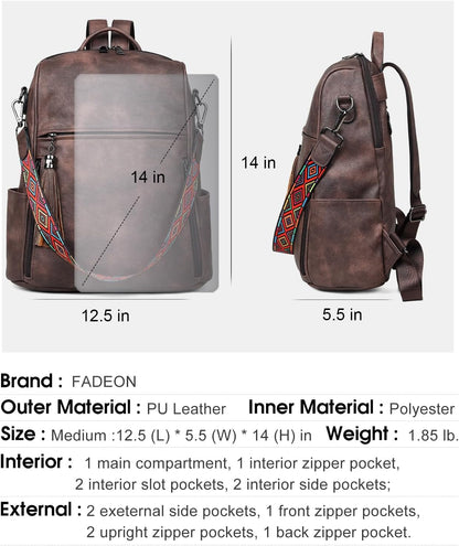 Leather Backpack for Women, 13 Inch, Travel Work Bag