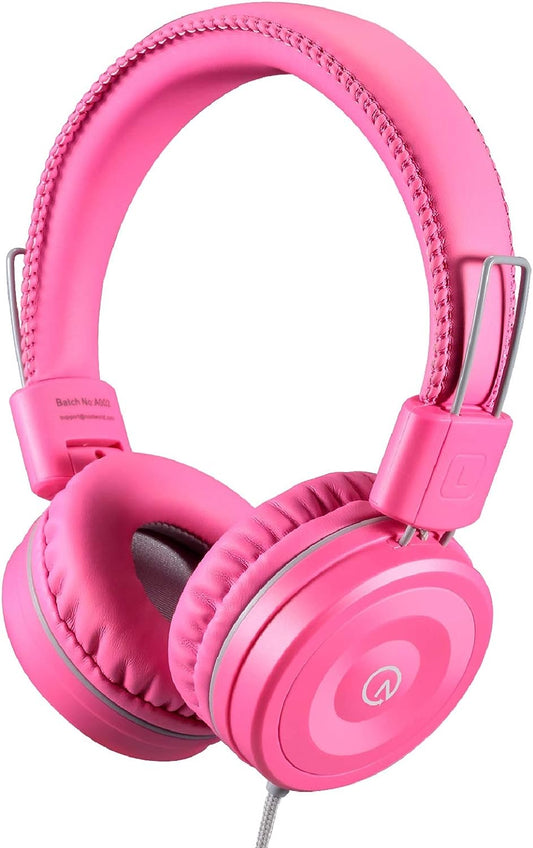 K22 Kids Headphones Wired 3.5Mm Jack, Foldable, Flamingo Pink