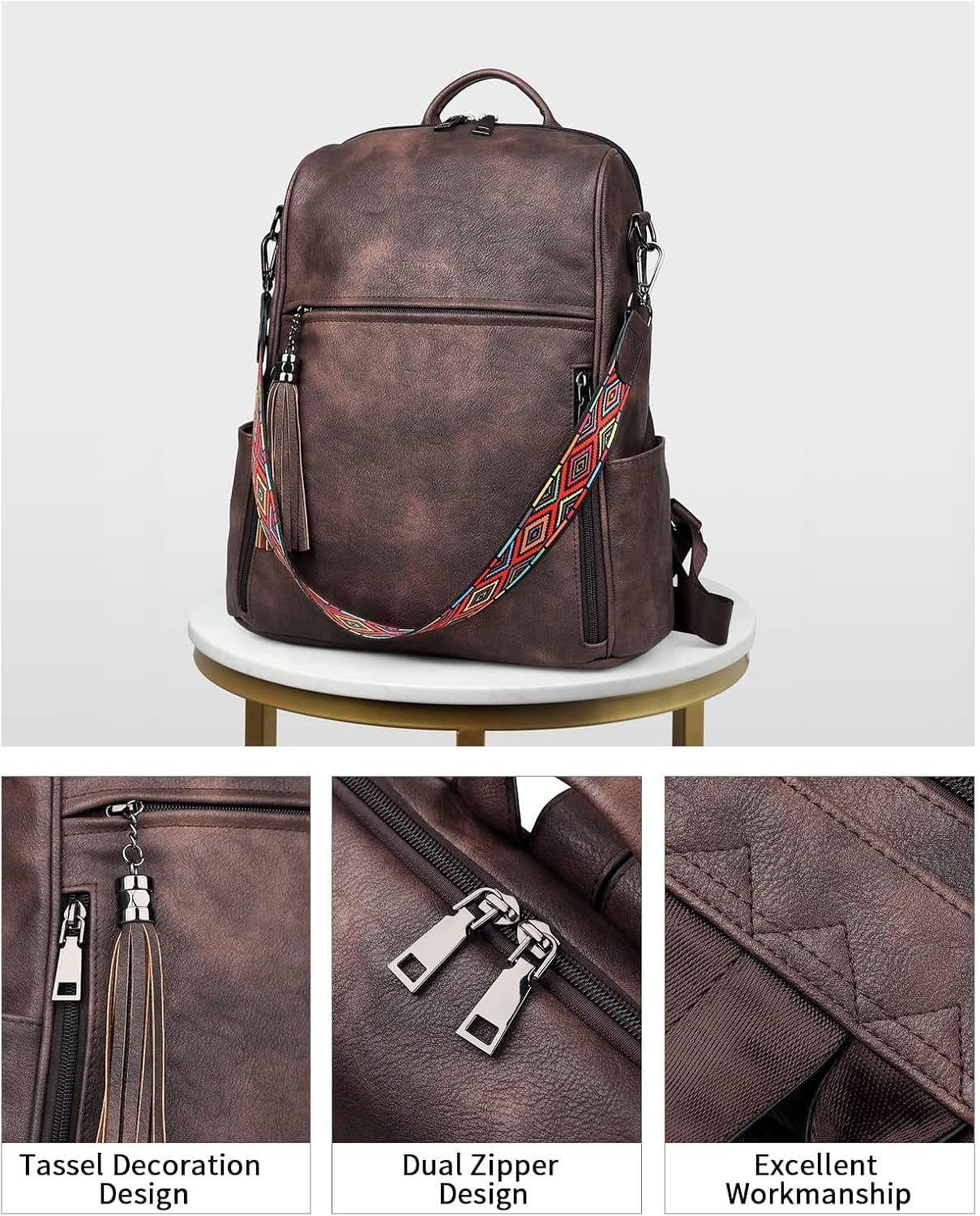 Leather Backpack for Women, 13 Inch, Travel Work Bag