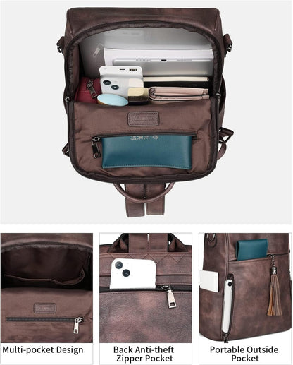 Leather Backpack for Women, 13 Inch, Travel Work Bag