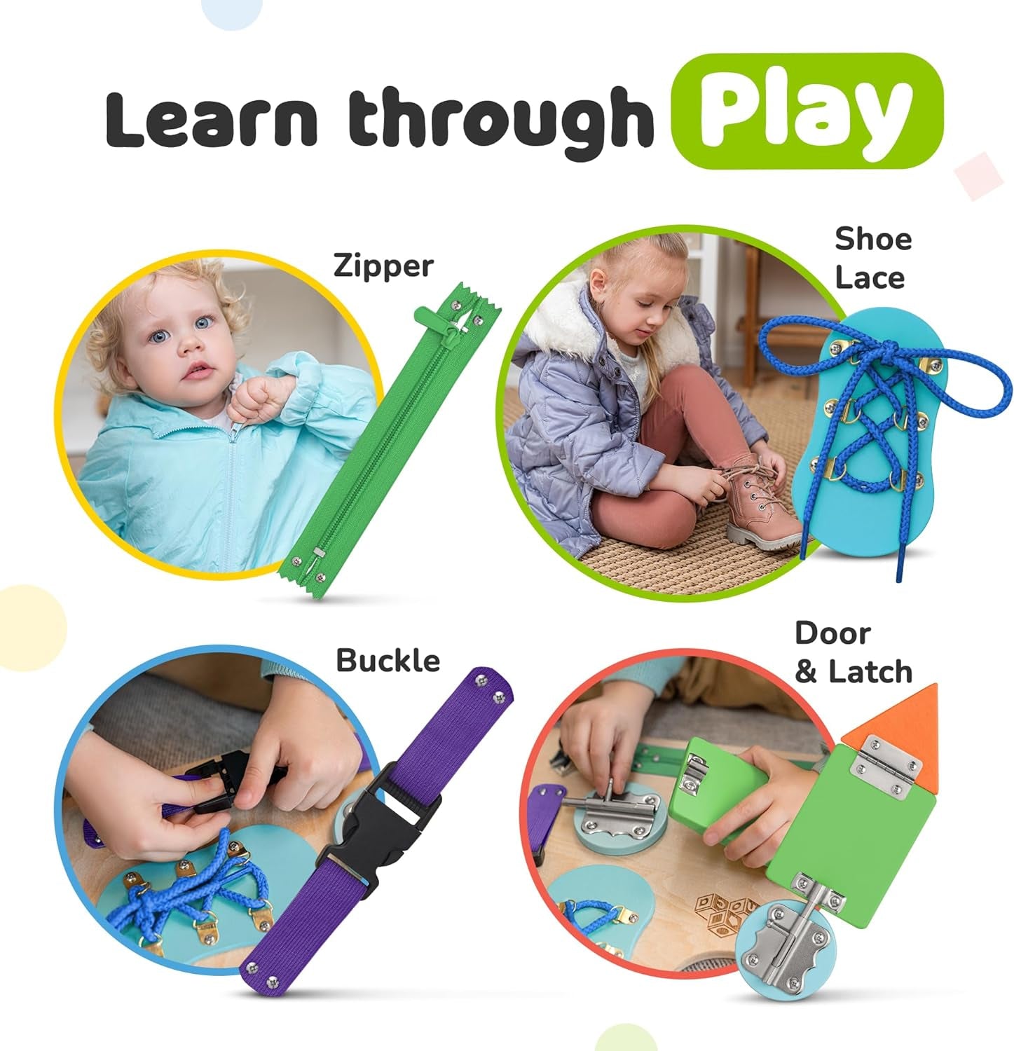 Montessori Busy Board, Premium Wooden Sensory Toy