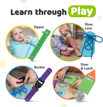 Montessori Busy Board, Premium Wooden Sensory Toy