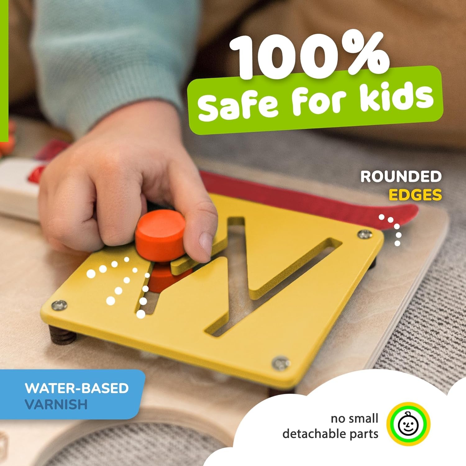 Montessori Busy Board, Premium Wooden Sensory Toy
