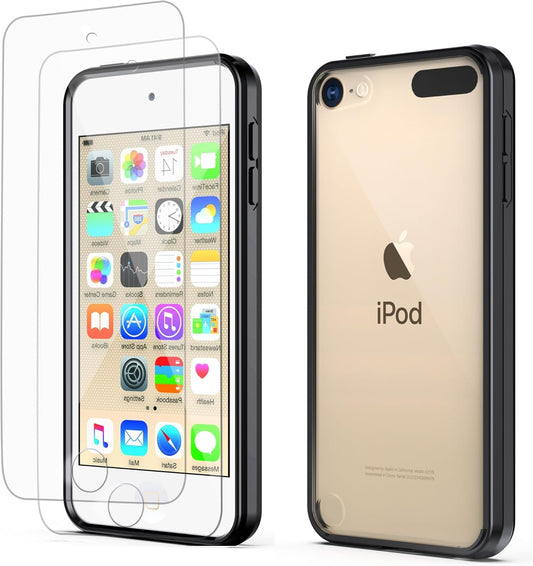 Case for Ipod Touch 7/6/5 with 2HD Screen Protectors, Black