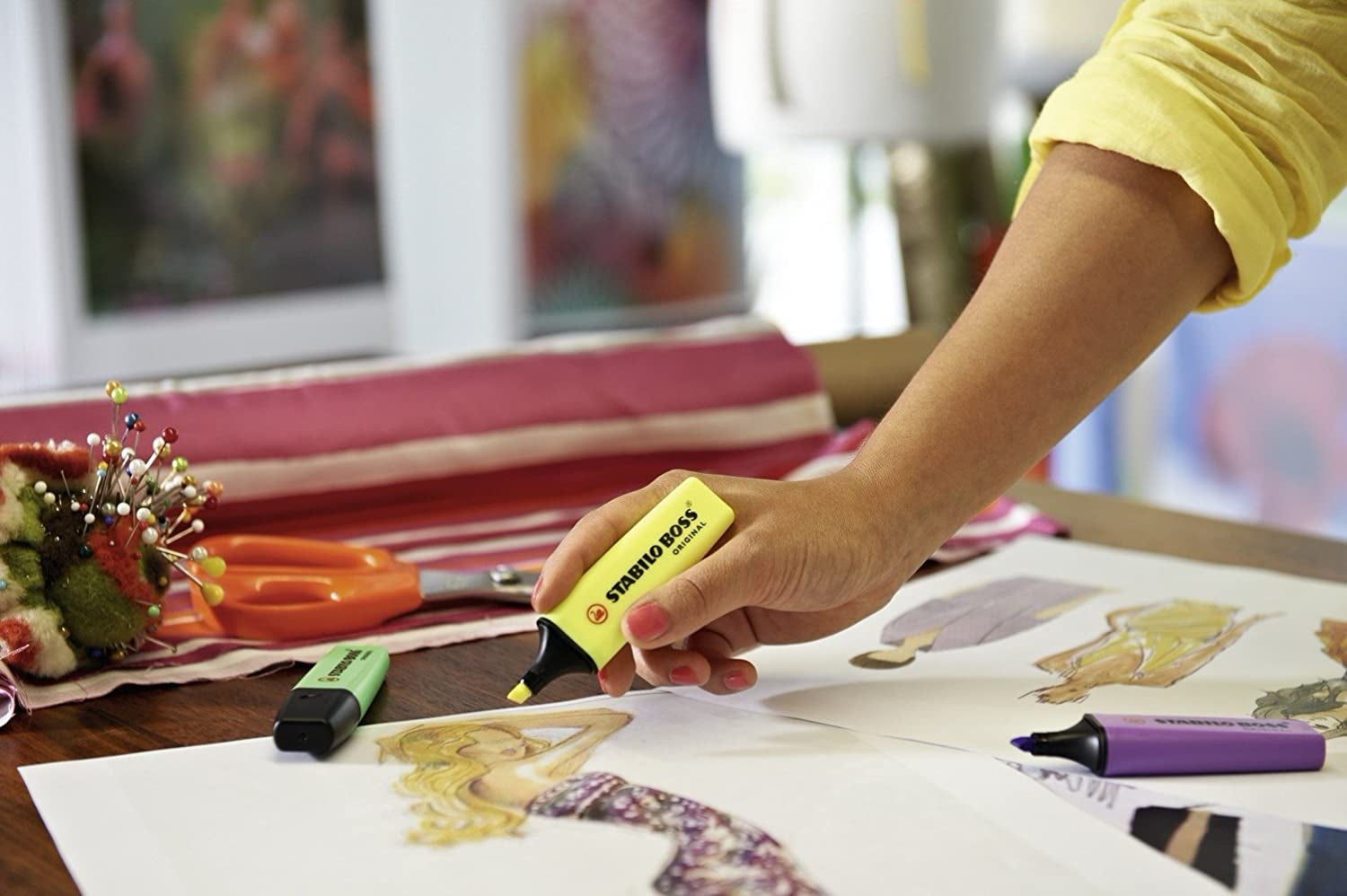 STABILO BOSS Original Fluorescent Highlighter, 2Mm + 5Mm Tip - Yellow