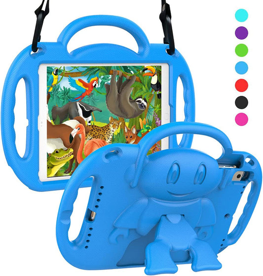 Kids Case for Ipad 5Th/6Th Generation (9.7 Inch, 2017/2018), Ipad Air 1 & Air 2 & Pro 9.7 Kids Case with Shoulder Strap Handle Stand for Ipad 5/6 & Ipad Air 1St/2Nd Gen, Blue